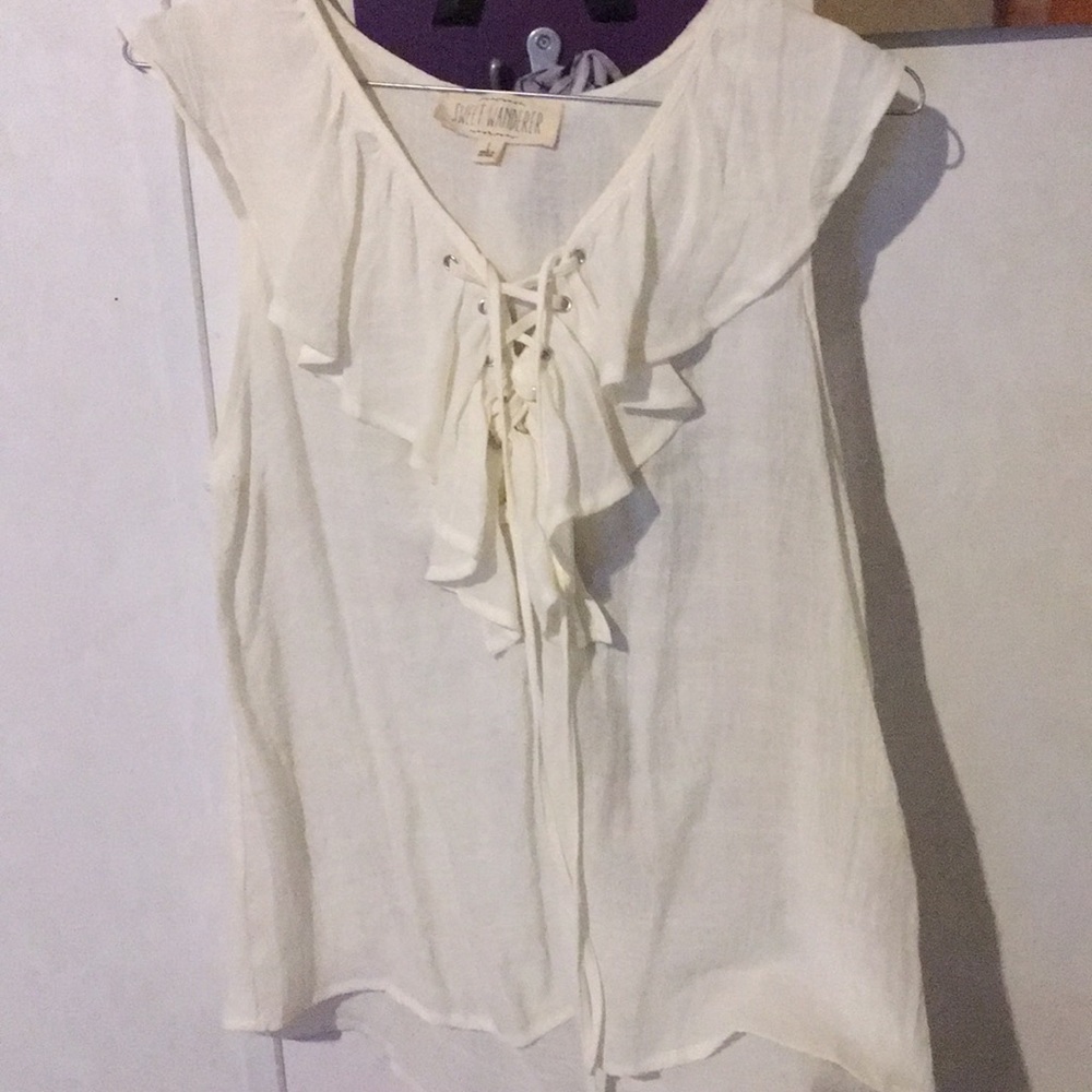 White lace up shirt